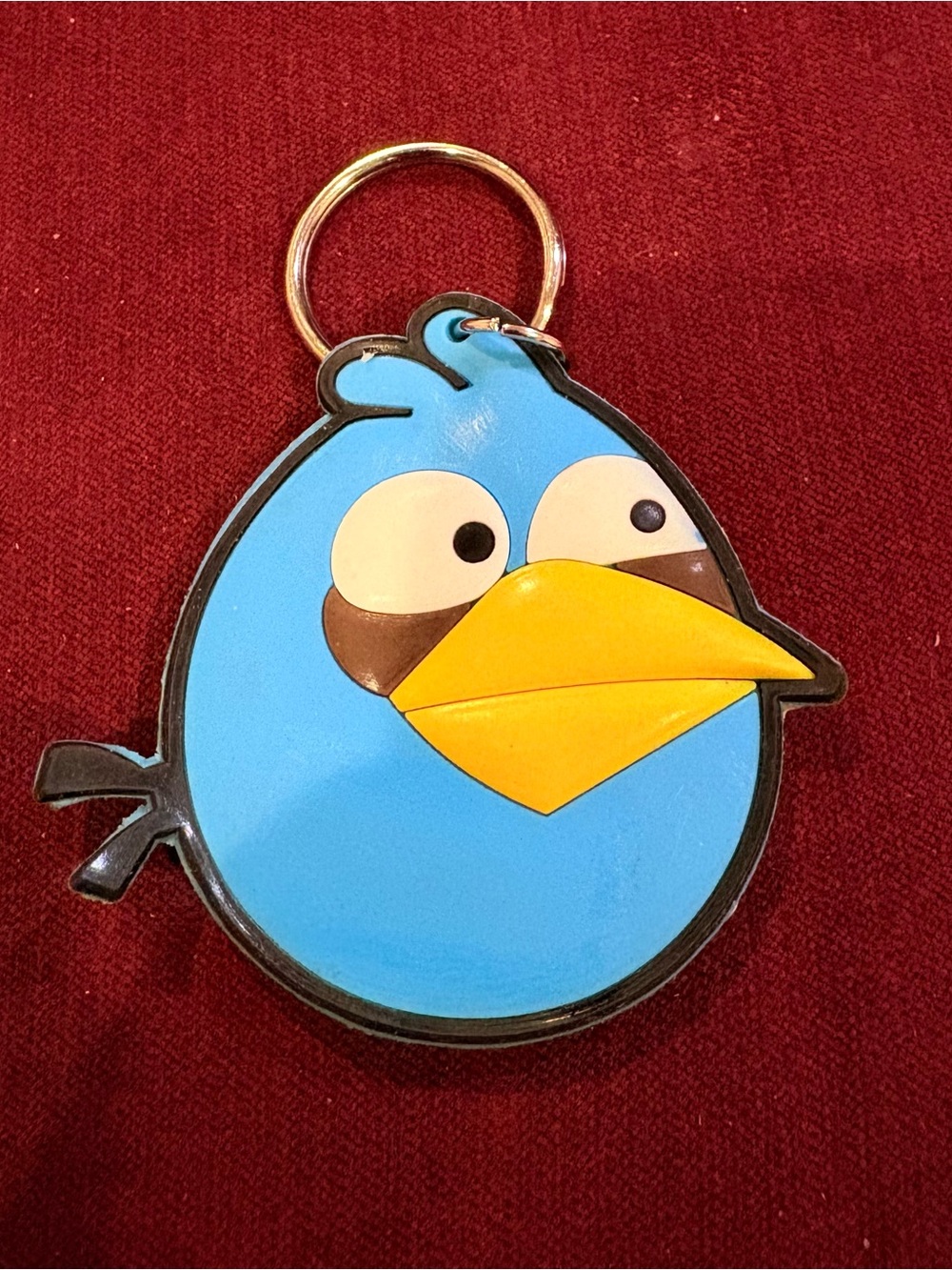 Vintage Angry Birds Blue Bird Rubber Keychain Collectible
